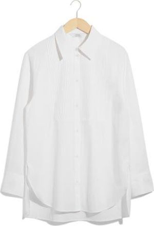 & Other Stories Pintuck Cotton Poplin Button-Up Shirt in White Light at Nordstrom Rack, Size Large