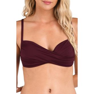 La Blanca Island Goddess Wrap Bikini Top in Dark Cherry at Nordstrom Rack, Size 16