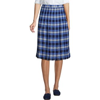 Lands End School Uniform Plaid Pleated Skirt Below the Knee in Clear Blue Plaid at Nordstrom, Size 10