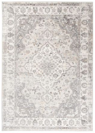 Tapiso Alfombra para sal&oacute;n comedor cl&aacute;sico crema gris flores 120x170