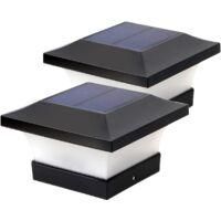 OEM Juego De 2 L&aacute;mparas Solares Led De Madera, 10 X 10 Cm, Luz Blanca Diurna, 6000 Ohmios - Crezuo
