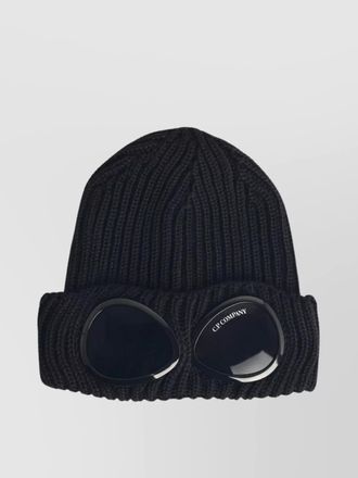 C.P. Company wool beanie featuring integrated goggles