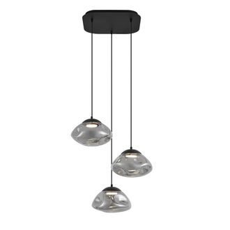 QAZQA Qazqa L&aacute;mpara Colgante De Dise&ntilde;o Negra Con Cristal Ahumado 3