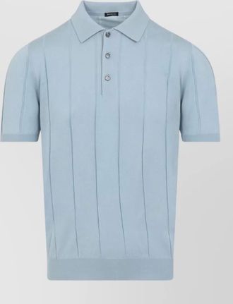 Kiton striped ribbed cotton short-sleeve polo shirt