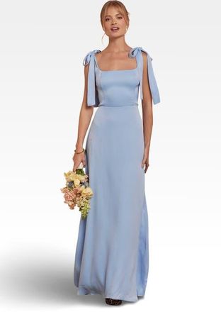 Maids to Measure Allegra Tie Shoulder Bridesmaid Dress in Cornflower Blue at Nordstrom, Size 10