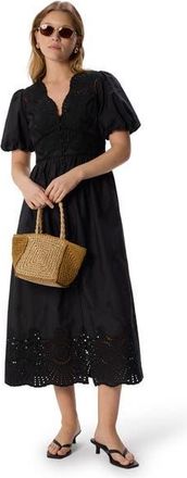 Whistles Cotton Broderie Dress in Black at Nordstrom, Size 10