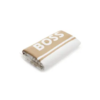 BOSS Fringed logo beach towel in cotton jacquard