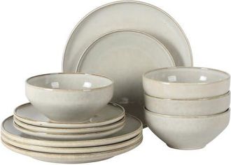 Gibson Home White Sands Plates and Bowls Sets, Stoneware Dinnerware Sets, Reactive Glaze Dish Set - Moonstone White in Ash at Nordstrom