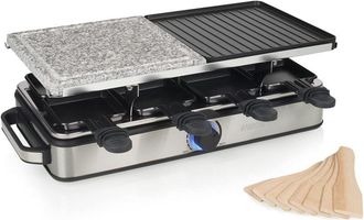 Princess Raclette Pietre e Alluminio Deluxe 8, 1400 w, Inossidabile, Acciaio Inox Spazzolato - Princess
