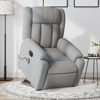 vidaXL Vidaxl - Sill&oacute;n De Masaje El&eacute;ctrico Reclinable Elevable Tela Gris Claro