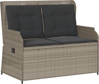 vidaXL Sill&oacute;n Reclinable De Jard&iacute;n Con Cojines Rat&aacute;n Sint&eacute;tico Gris Vidaxl