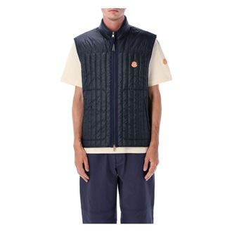 Moncler Waistcoats, male, Blue, M, Stylish Navy Blue Outerwear Vest