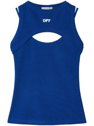 Off-white Top smanicato con stampa - Blu