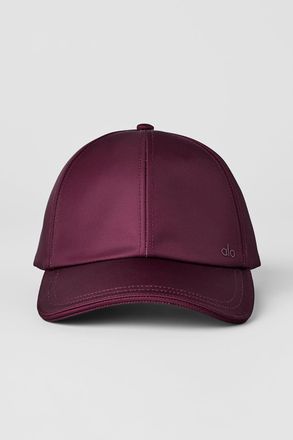 Alo | Satin Off-Duty Cap in Burgundy Red