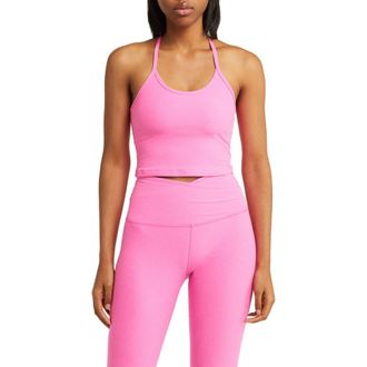 Beyond Yoga Space Dye Slim Racerback Crop Tank in Pink Hype Heather at Nordstrom Rack, Size X-Small
