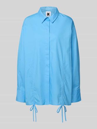 Karo Kauer Oversized Bluse mit Kordelzug und verdeckter Knopfleiste in Blau, Gr&ouml;&szlig;e XL