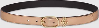 Gucci Belt With Oval Buckle, Beige, Leather