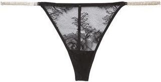 Fleur du Mal Crystal Bouquet Lace G-String in Black at Nordstrom Rack, Size 5(Xl)