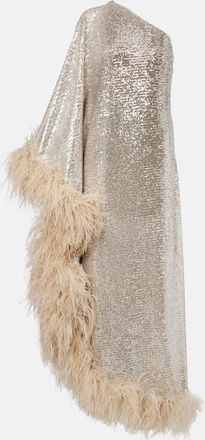 Taller Marmo Ubud feather-trimmed sequined gown