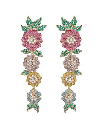 Eyecandy LA Eye Candy La Cz Shaline Flower Drop Earrings