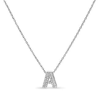 House of Brilliance 10K Gold Diamond Accent A-Z Initial Bubble Pendant Necklace in White | A at Nordstrom