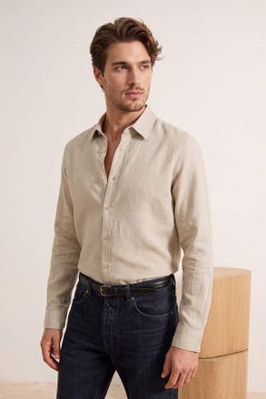Trendyol MAN Heren Beige Effen Lang Regular fit Overhemden