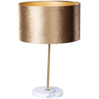 QAZQA Lampada da tavolo con paralume kaso shade - Classico - Acciaio,Marmo,Velluto,Tessuto - Oro/Ottone/Bianco/Marrone/Oro - Tondo Max. 1 x Watt - Qazqa