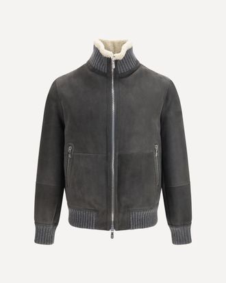Brunello Cucinelli Shearling Jacket with zip and high neck Male M