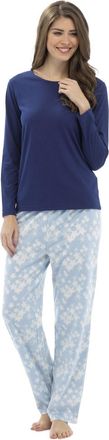Tom Franks Ladies Tom Franks Snowflake Print Winter Long Pyjama pajama Sleepwear Blue S/M - 8-10 - 36-38