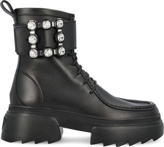 Roger Vivier Embellished Lace-up Boots