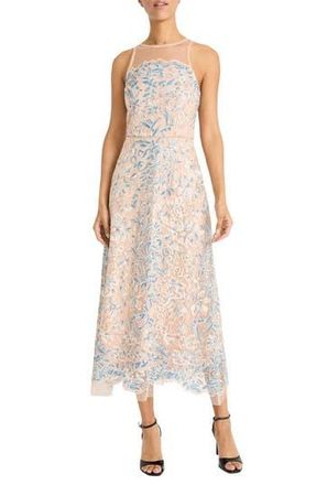 Maggy London Mesh Illusion Gem Gown in Blue/Blush at Nordstrom Rack, Size 14