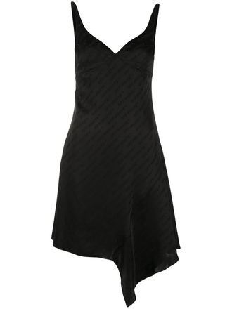 Off-white logo dress - women - Viscose/Acetate - 40 - Black