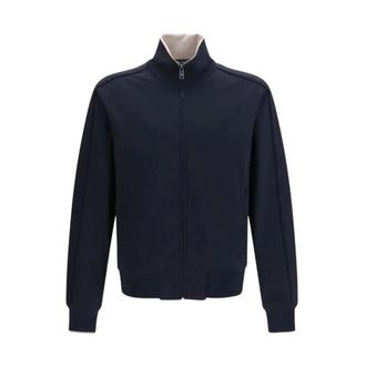 Dolce & Gabbana Hoodies & sweatvesten, Heren, Blauw, XL, Zipjack met zijstrepen