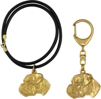 OEM Boxer, Boxer I - Llavero Y Collar Con Perro En Caja, Producto Ba&ntilde;ado En Oro De Alta Calidad, Marca Art-dog