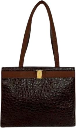 Ferragamo Pre-owned Tote Bags, female, Brown, Size: ONE SIZE Pre-owned Leather Shoulder Bag