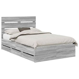 vidaXL Estructura De Cama Gris Sonoma 120 X 190 Cm Madera Ingenieril Vidaxl