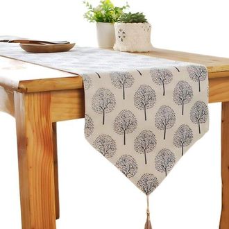 No Brand Camino De Mesa De Lino Con Dise&ntilde;o De Moreras En Color Beige, Ideal Para La Decoraci&oacute;n De Mesas De Comedor Y Cocinas En Casa (blanco Crema, 30 X 220 Cm