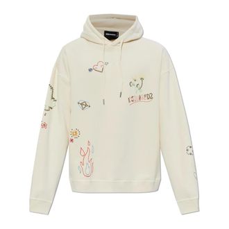 Dsquared2 Hoodies, male, Beige, Size: 2XL Logo Sweatshirt