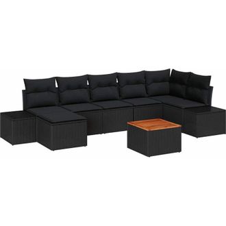 vidaXL Garden Sofa Set 8 pcs Black vidaXL