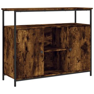 vidaXL Aparador De Madera De Ingenier&iacute;a Roble Ahumado 100x35x80 Cm Vidaxl