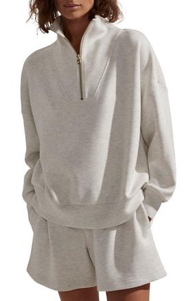 Varley Hawley Half-Zip Sweatshirt in Ivory Marl at Nordstrom, Size X-Large