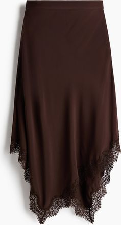 H&M Asymmetrischer Jupe aus Viskosesatin - Brown
