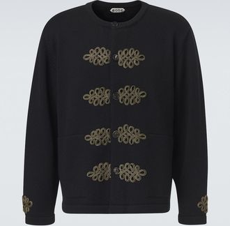 Bode Looped Frog embroidered wool cardigan