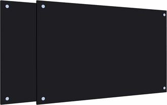 vidaXL vidaXL Paraschizzi per Cucina 2 pz Neri 80x50 cm in Vetro Temperato