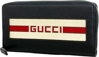 Gucci Black Canvas Long Wallet (Bi-Fold) (Pre-Owned)