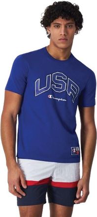 Champion Legacy Retro Sport - USA S/S Crewneck T-Shirt, Electric Blue, XL Mens SS24, Electric Blue, XL