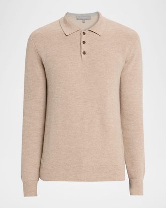 Sofiacashmere Mens Cashmere Waffle Knit Polo Sweater