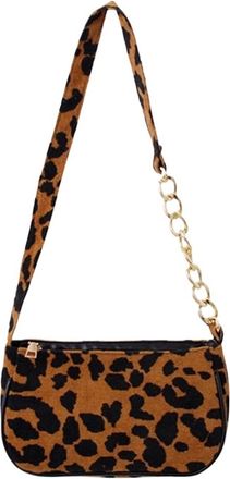 Generic Womens Plush Bags Vintage Street Chain Handbag Plush Leopard Women Shoulder Bag Daily Totes