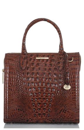 Brahmin Caroline Croc Embossed Leather Satchel in Pecan at Nordstrom