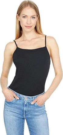 Madewell Womens Madewell Ribbed Thong Bodysuit Black Stretch Spaghetti Strap RED882